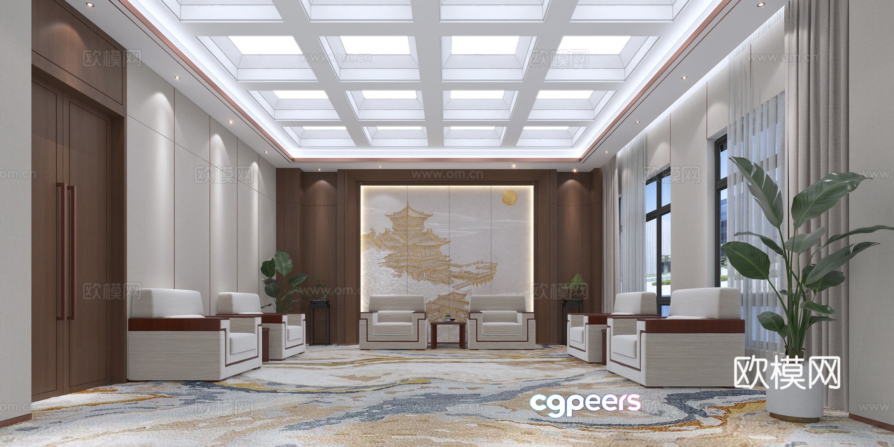 Modern reception room 3d model Modern reception room 3d model