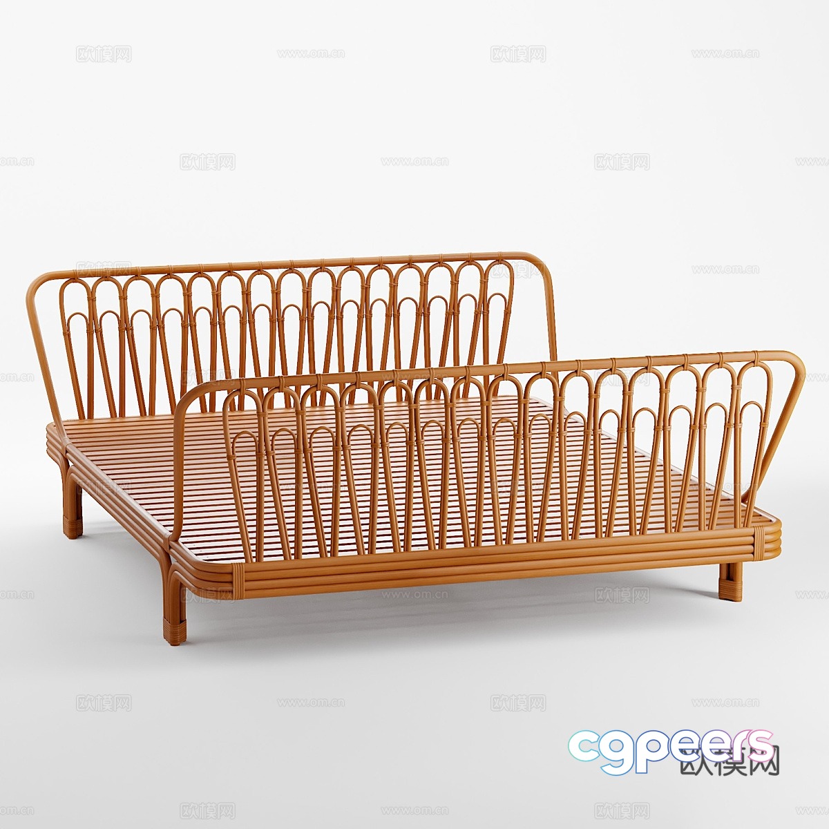 Rattan bed 3d model Rattan bed 3d model
