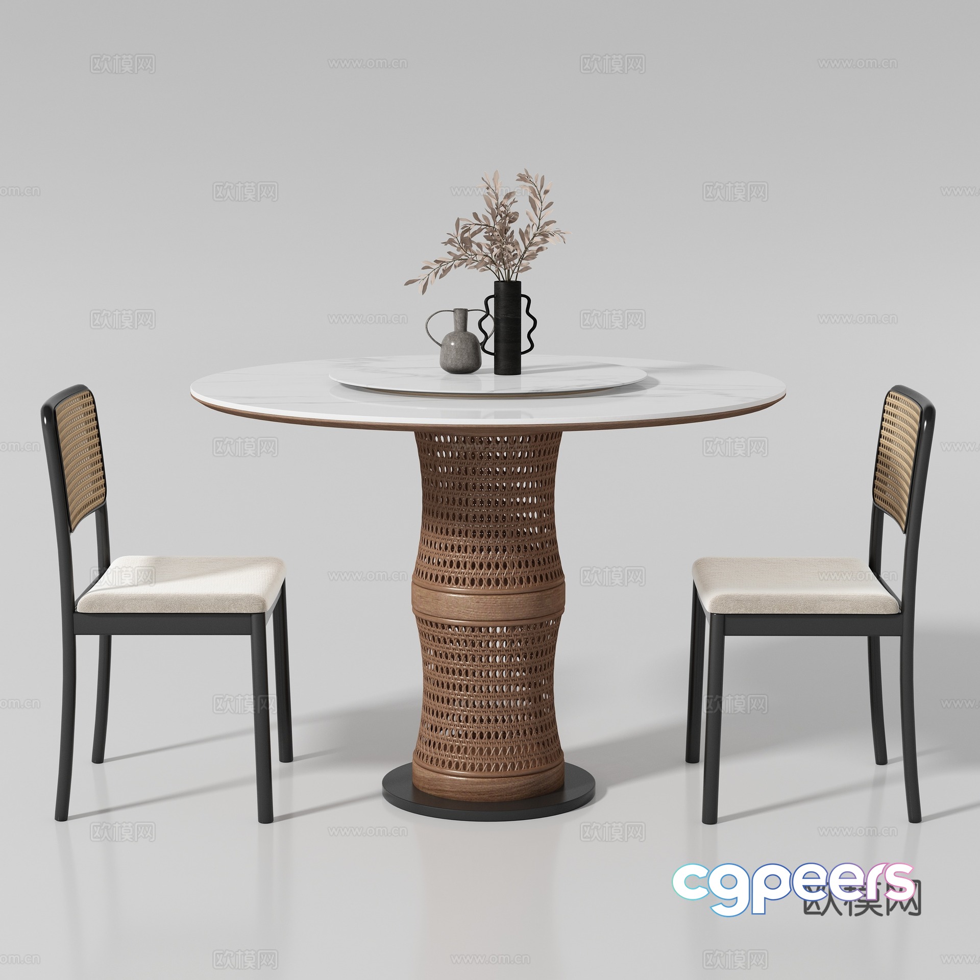 Medium style dining table and chair 3D model Medium style dining table and chair 3D model