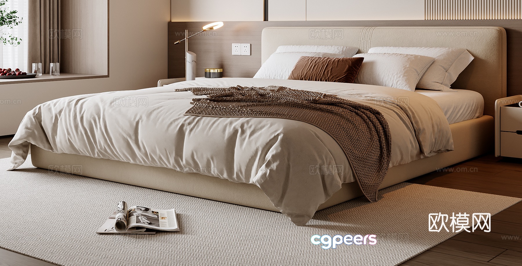 Modern double bed 3d model Modern double bed 3d model