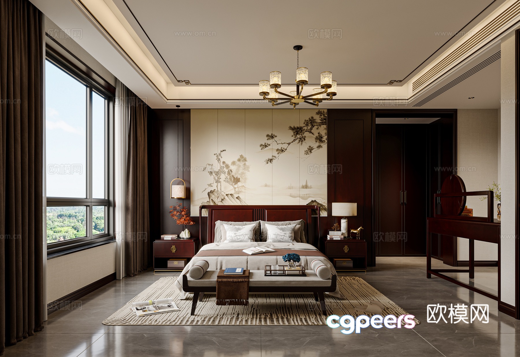 New Chinese bedroom 3D model New Chinese bedroom 3D model