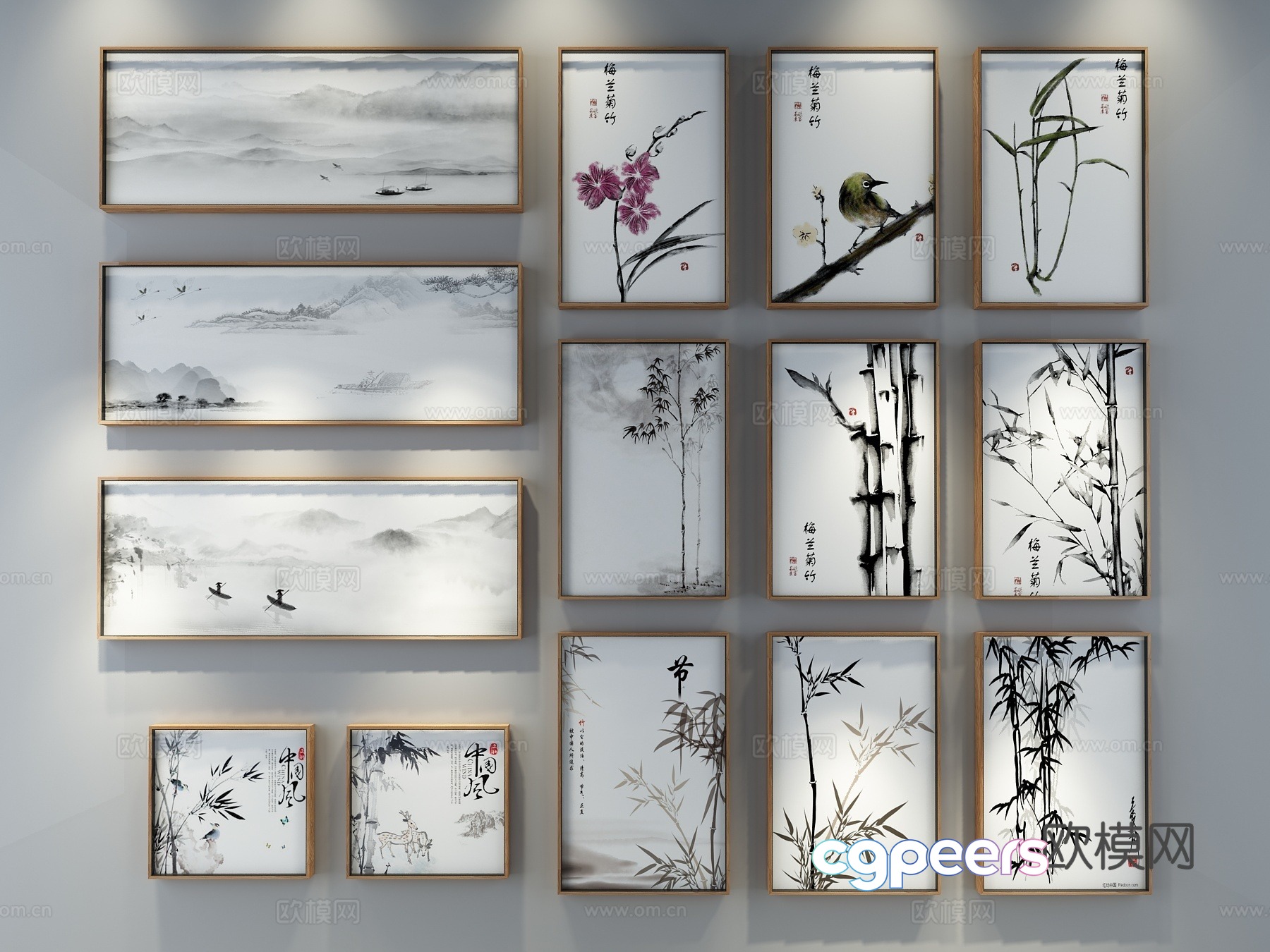 New Chinese style decorative painting 3D model New Chinese style decorative painting 3D model