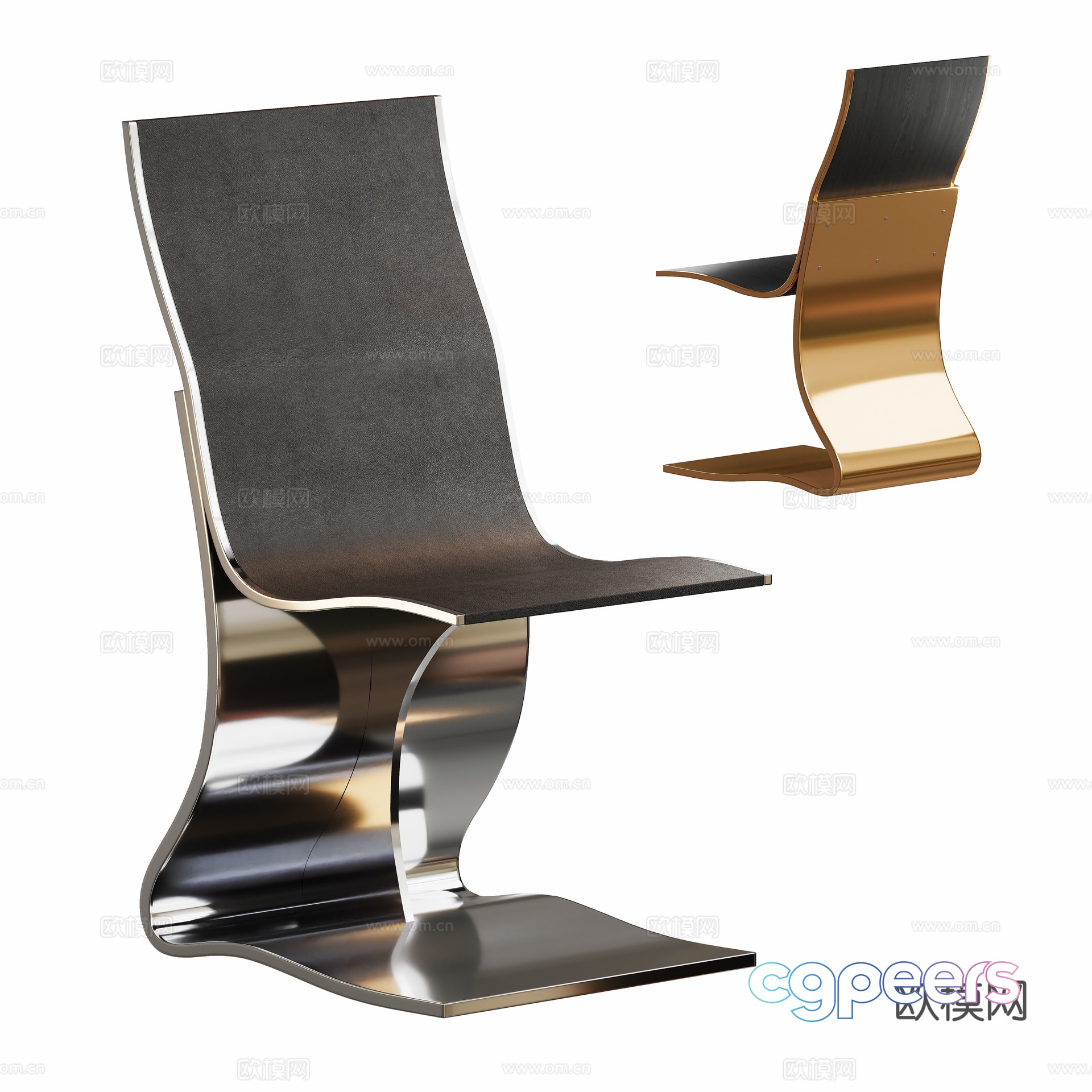 Modern art shaped dining chair 3d model Modern art shaped dining chair 3d model