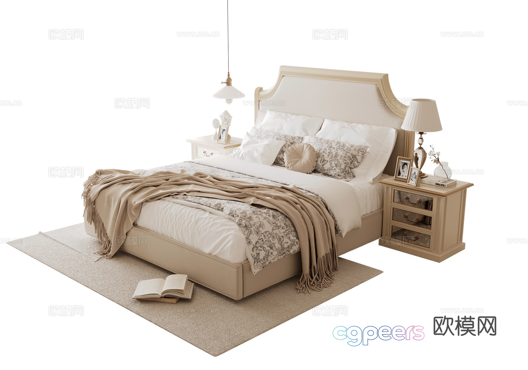 French double bed 3d model French double bed 3d model