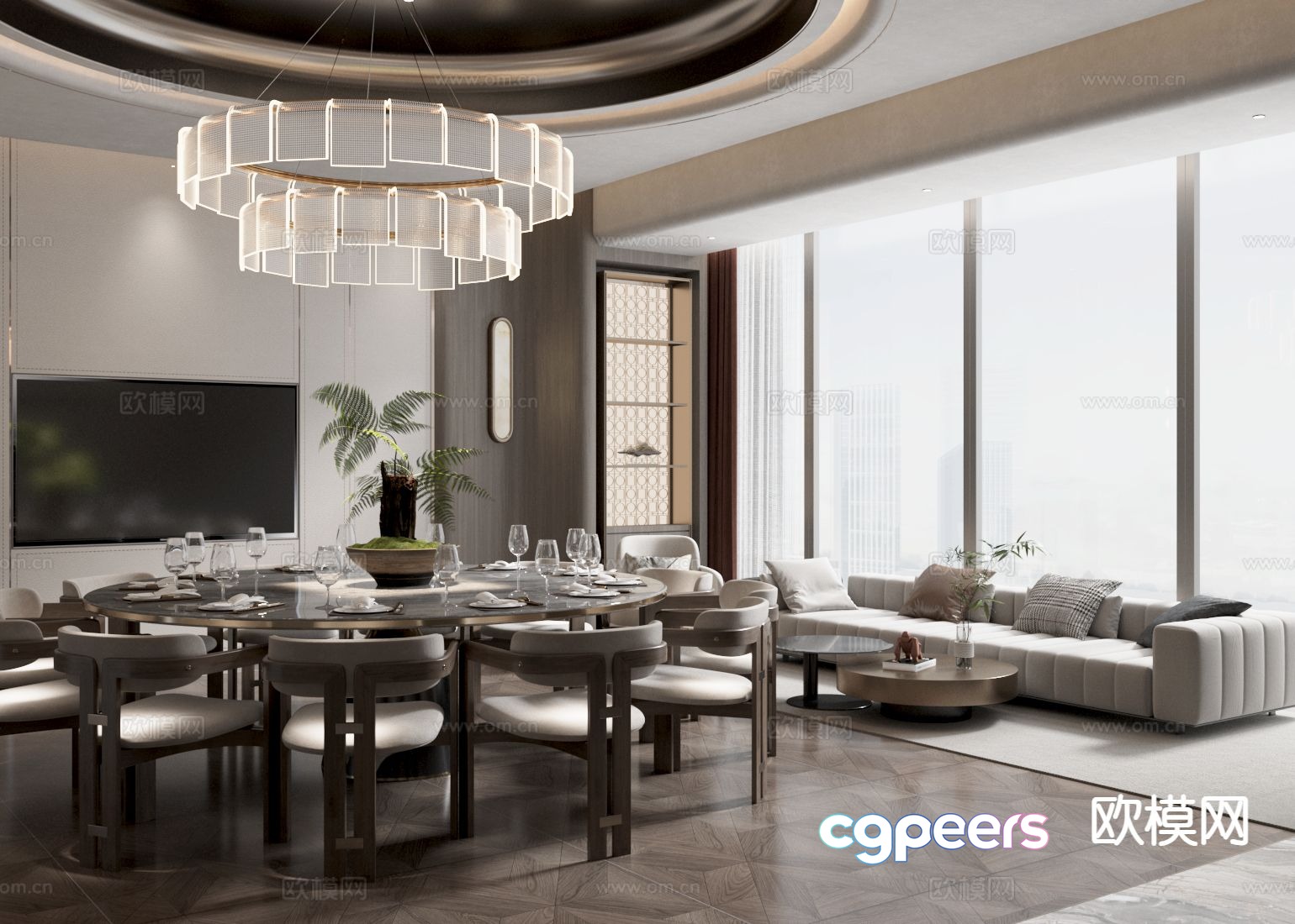 Chinese restaurant private room 3D model Chinese restaurant private room 3D model