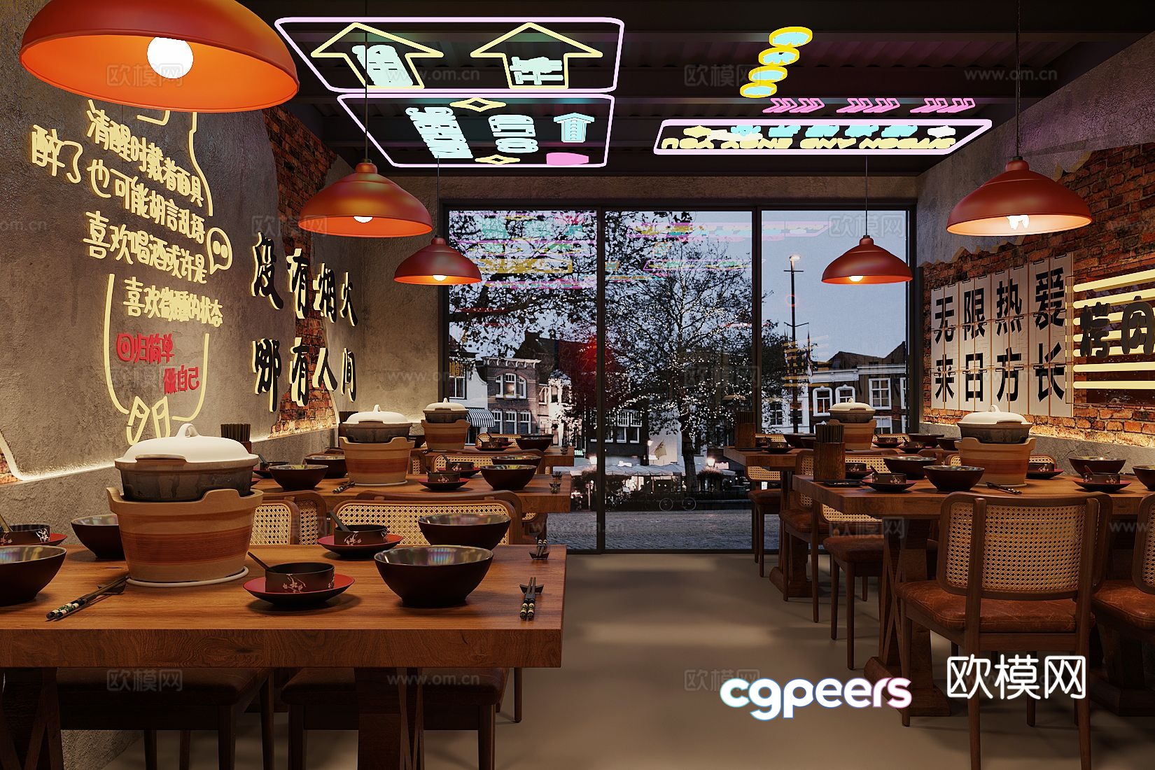 Industrial style chicken pot shop barbecue shop 3d model Industrial style chicken pot shop barbecue shop 3d model