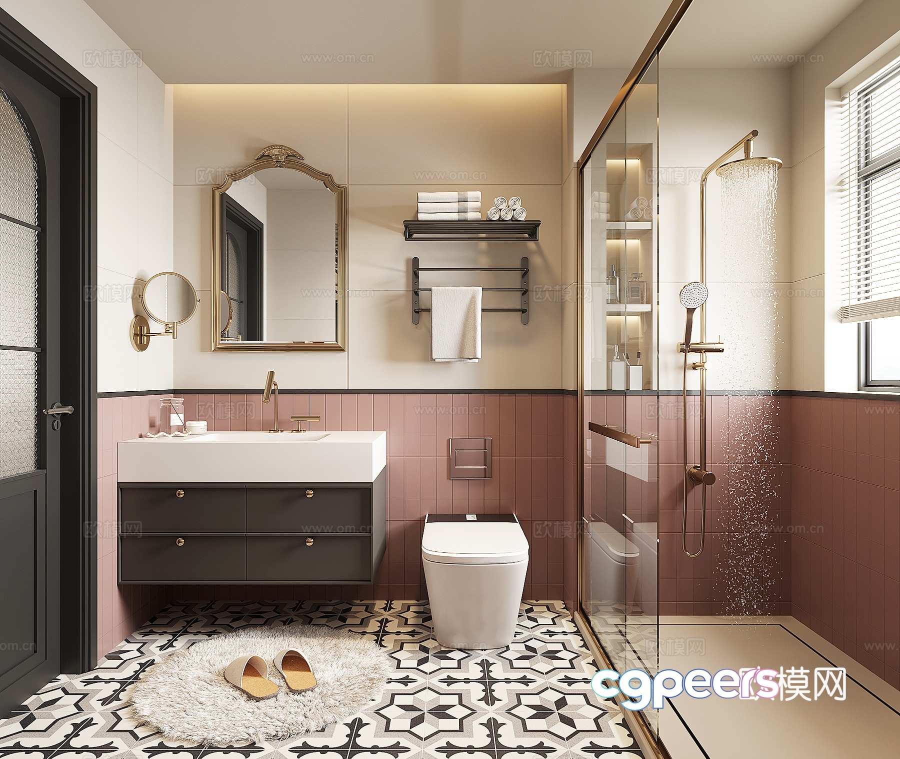 Modern French bathroom 3d model Modern French bathroom 3d model