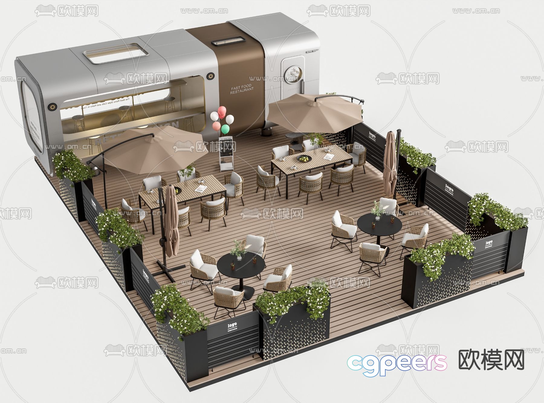 Outdoor table 3d model outside cafe Outdoor table 3d model outside cafe