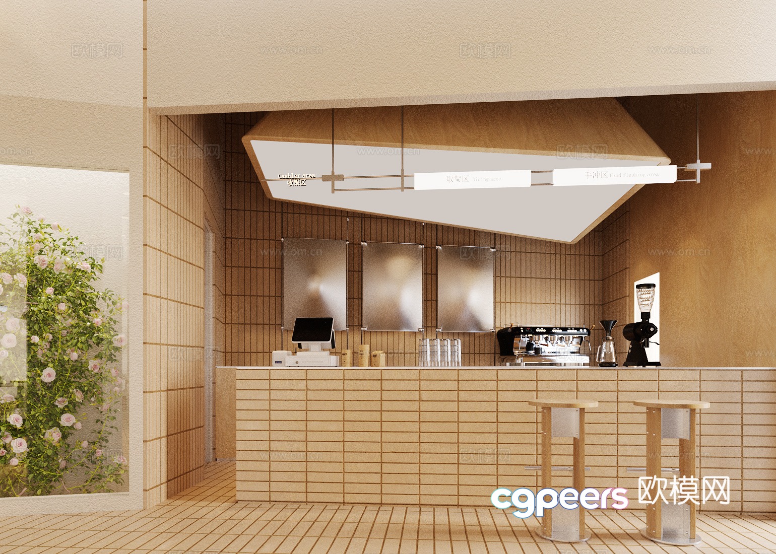 Log Cafe Milk Tea Shop 3D Model Log Cafe Milk Tea Shop 3D Model