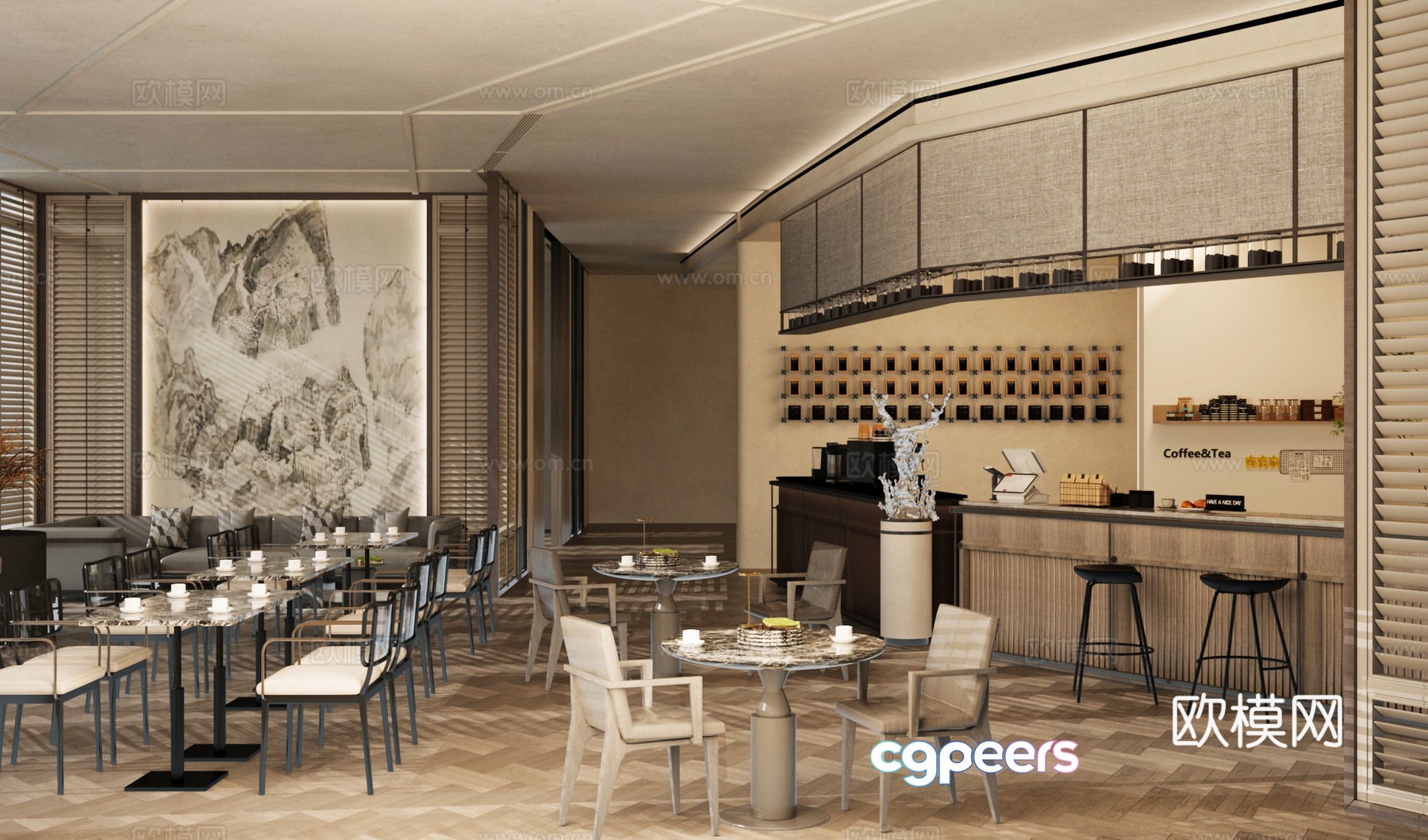 Modern cafe 3d model Modern cafe 3d model