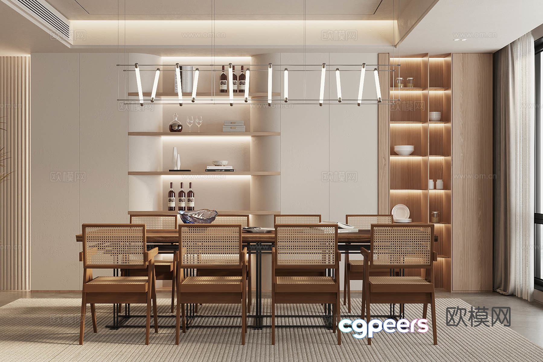 Log style home restaurant Open restaurant Solid wood dining table and chair Solid wood dining table Decorative cabinet 3D model Log style home restaurant Open restaurant Solid wood dining table and chair Solid wood dining table Decorative cabinet 3D model
