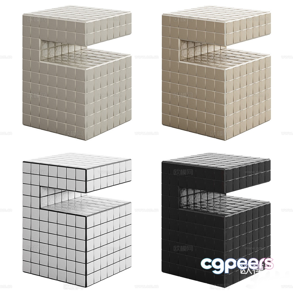 Modern mosaic bedside table 3d model Modern mosaic bedside table 3d model