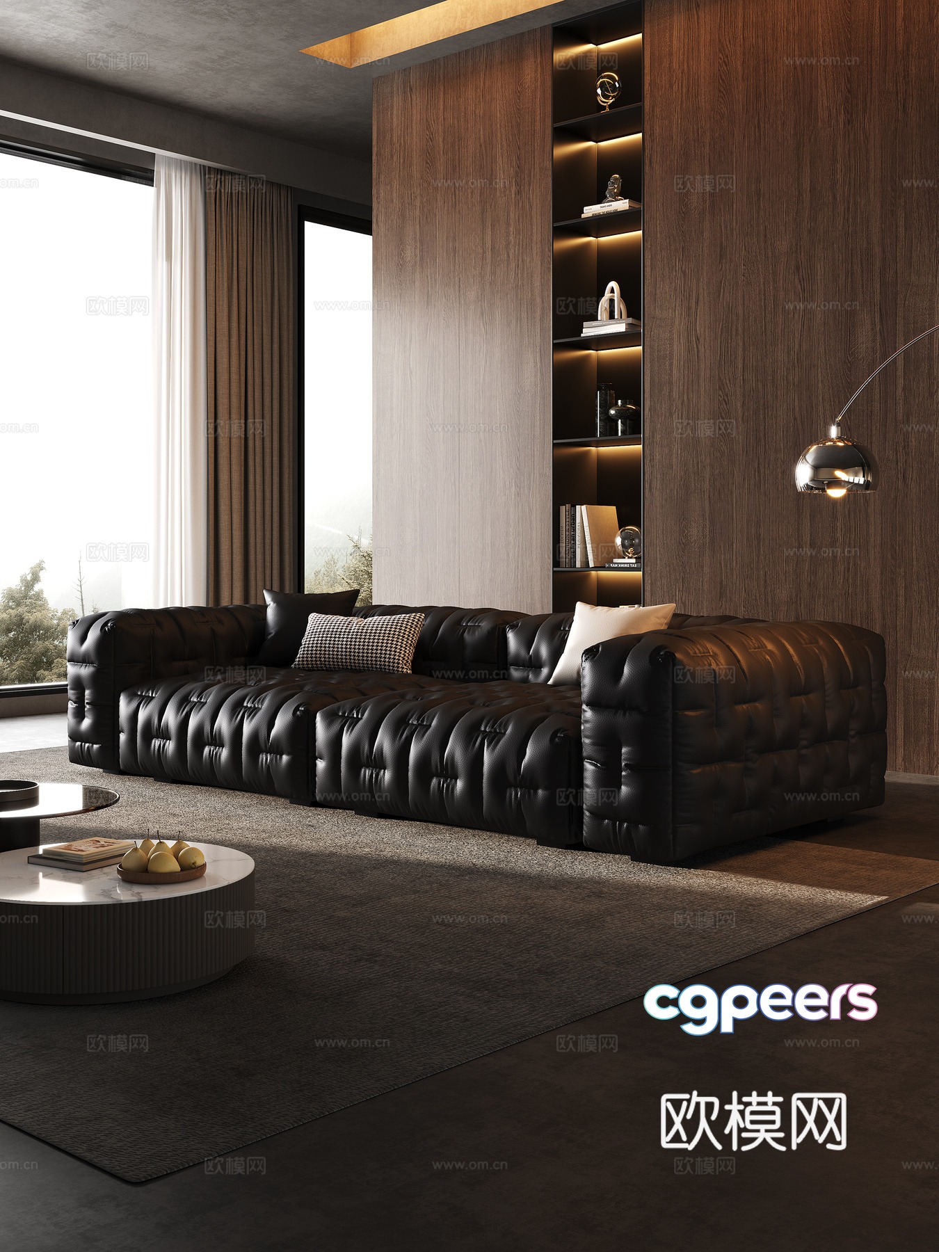 Italian minimalist three-person sofa coffee table combination 3D model Italian minimalist three-person sofa coffee table combination 3D model