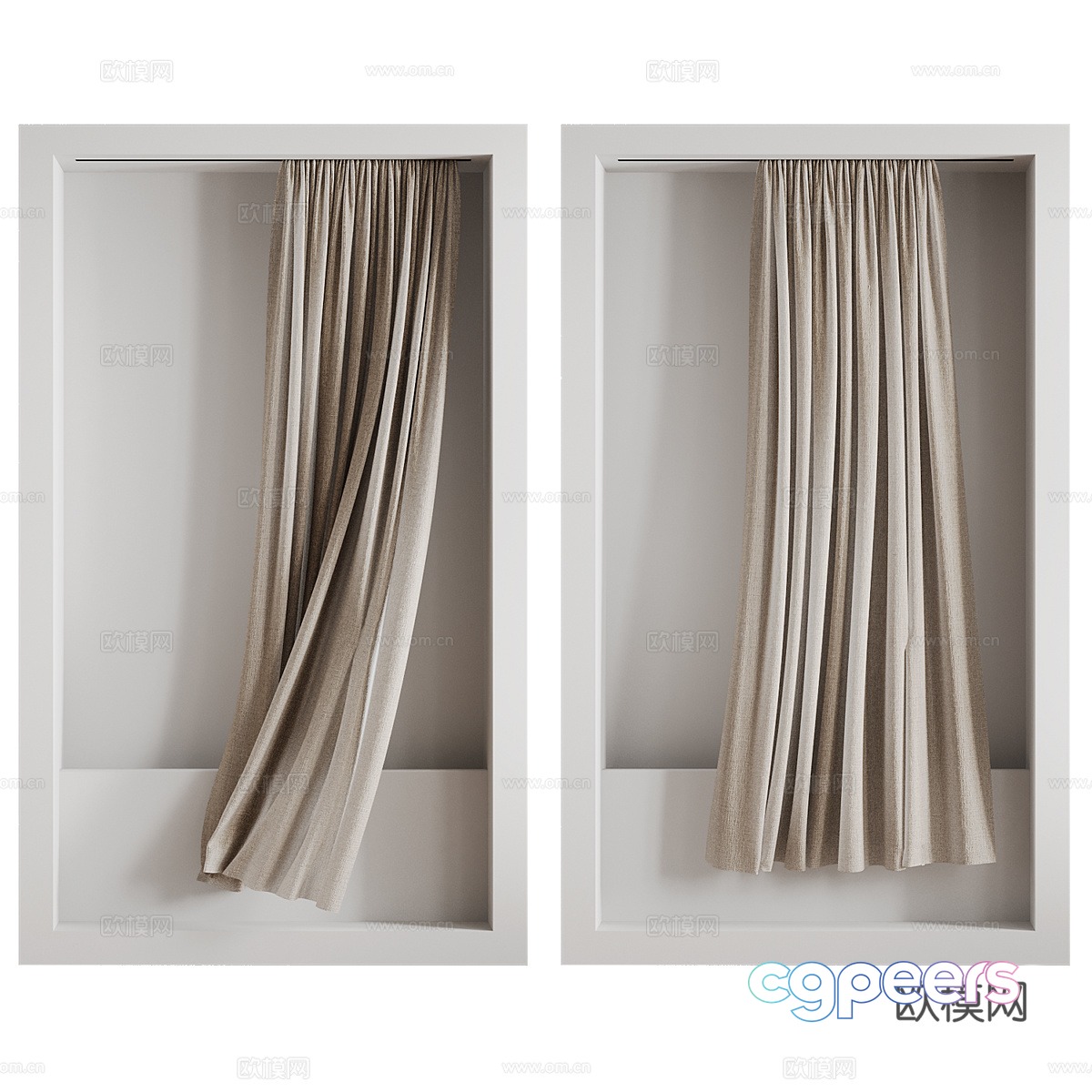Modern creamy shower curtain 3d model Modern creamy shower curtain 3d model