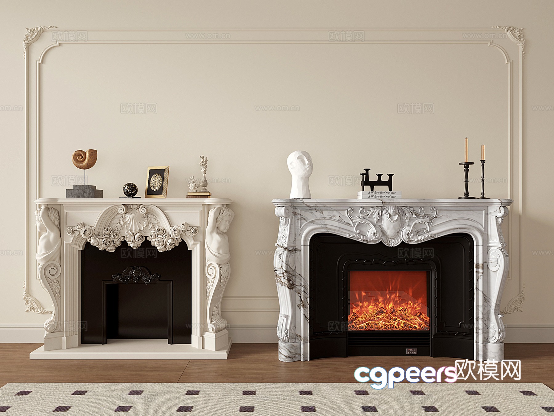 French retro fireplace marble relief carving stone sculpture 3d model French retro fireplace marble relief carving stone sculpture 3d model