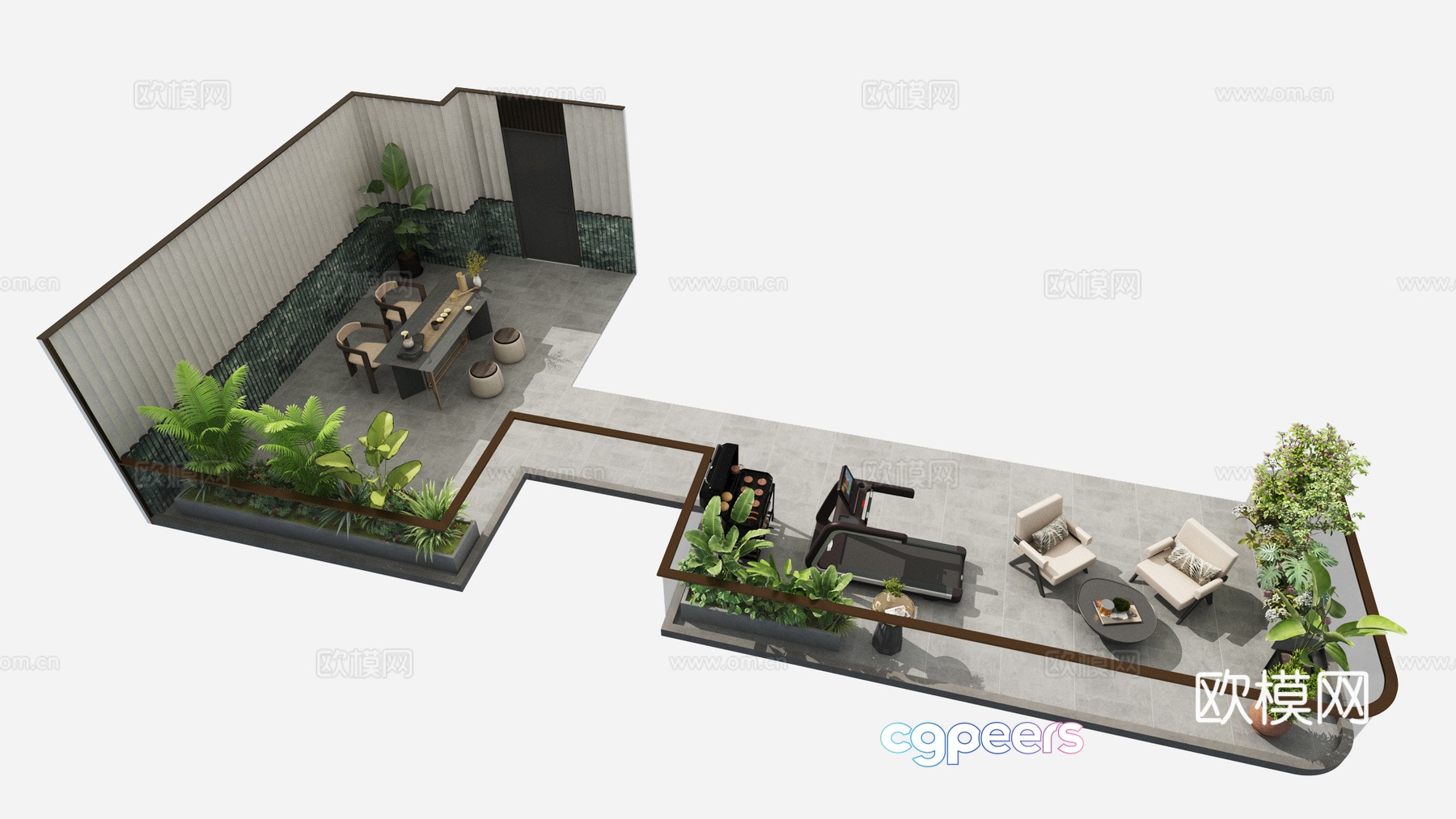 Modern terrace landscape 3d model Modern terrace landscape 3d model