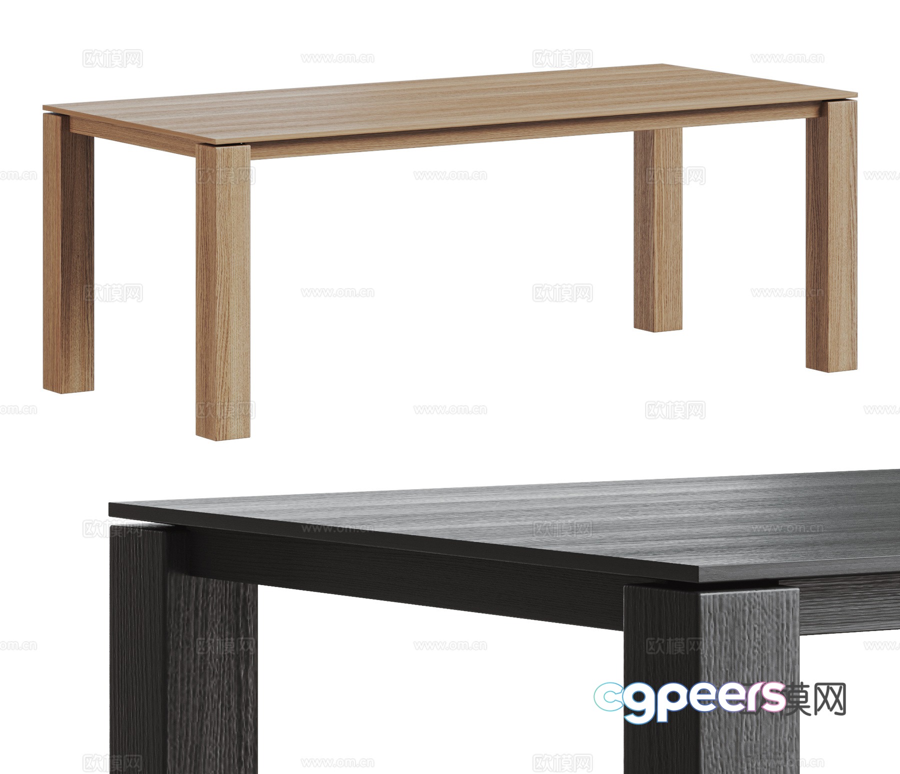 Modern solid wood dining table 3d model Modern solid wood dining table 3d model