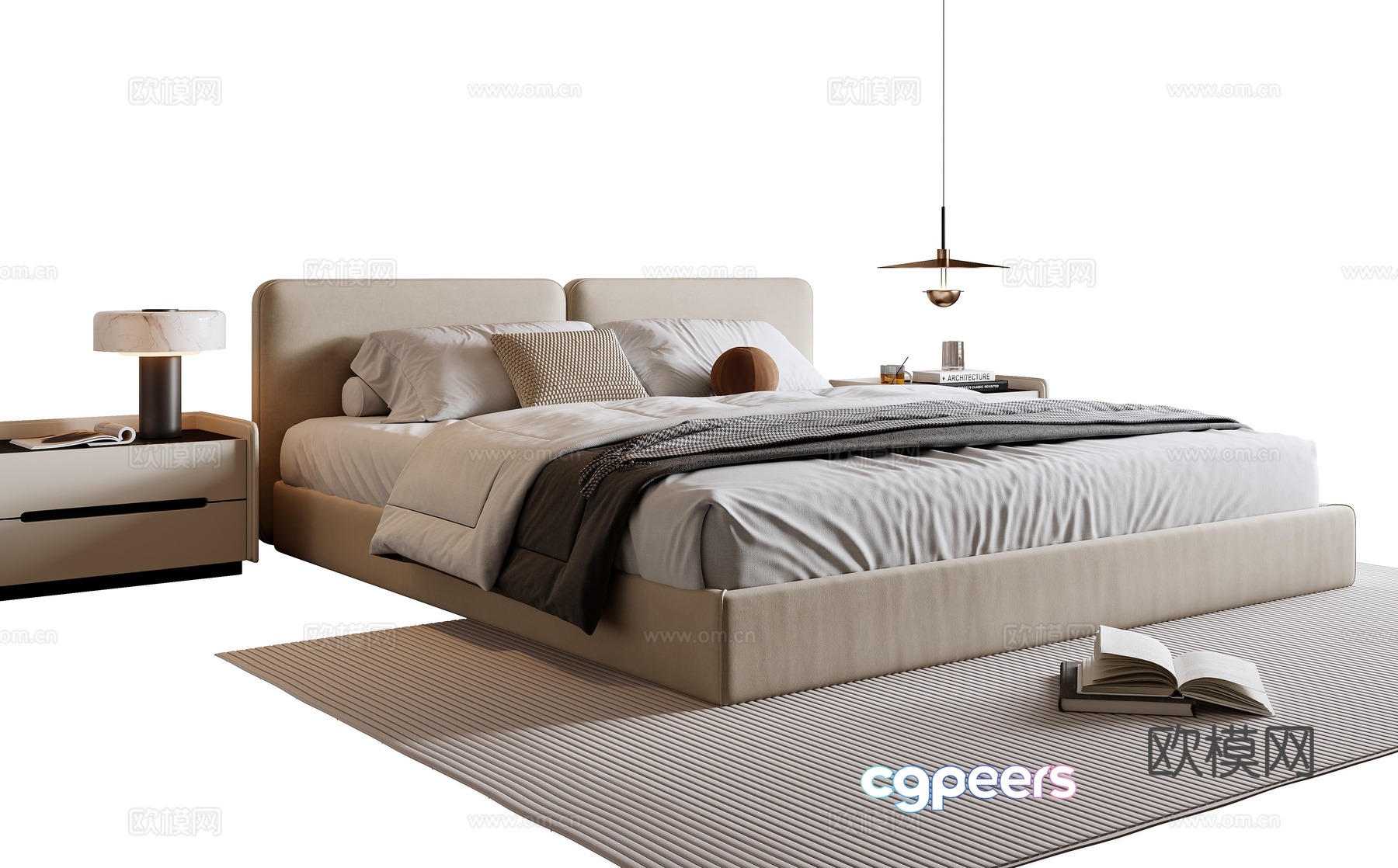 Modern double bed 3d model Modern double bed 3d model