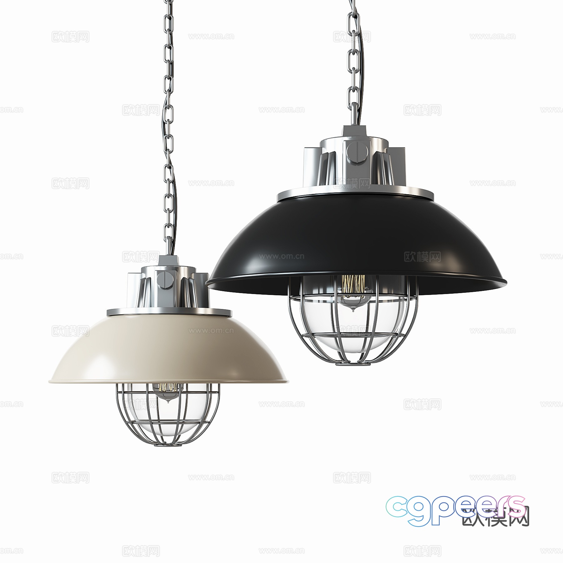 Industrial style metal chandeliers 3D model Industrial style metal chandeliers 3D model