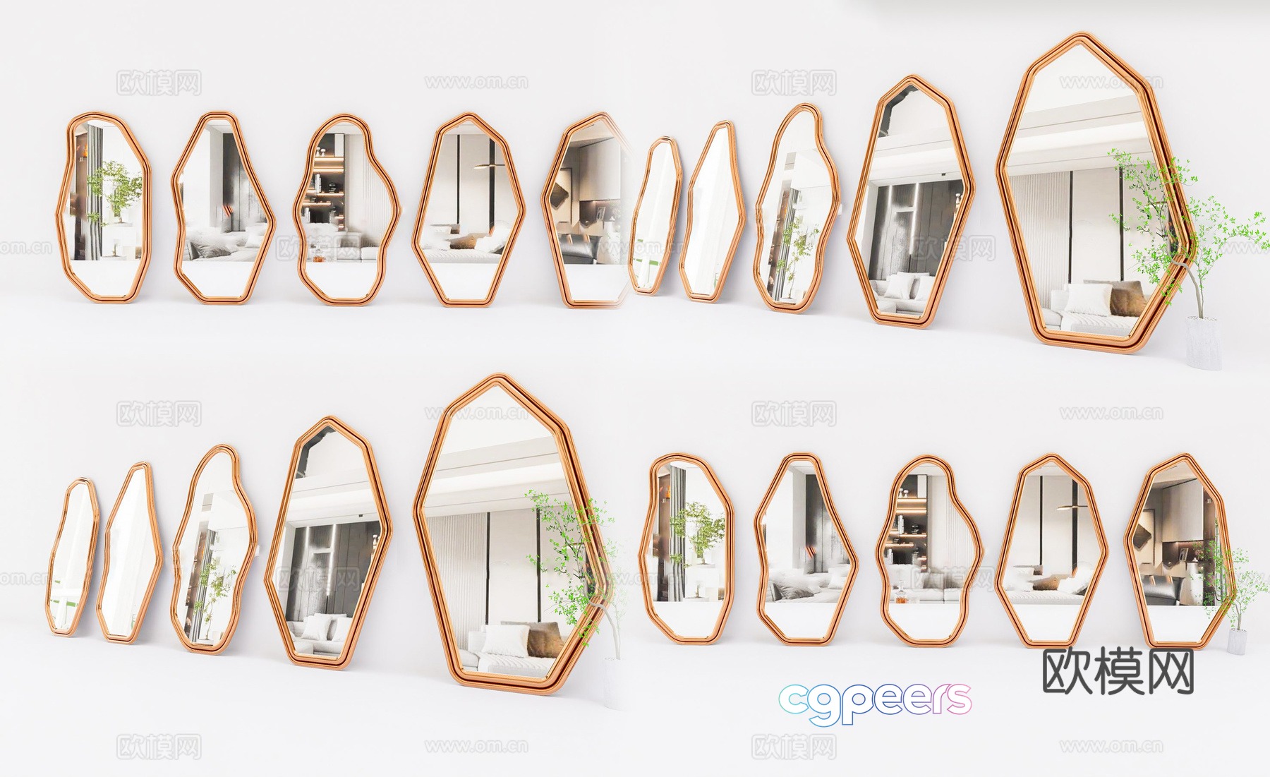 Modern floor-standing mirror full-body mirror decorative mirror irregular full-body mirror fitting mirror dressing mirror decorative 3D model Modern floor-standing mirror full-body mirror decorative mirror irregular full-body mirror fitting mirror dressing mirror decorative 3D model