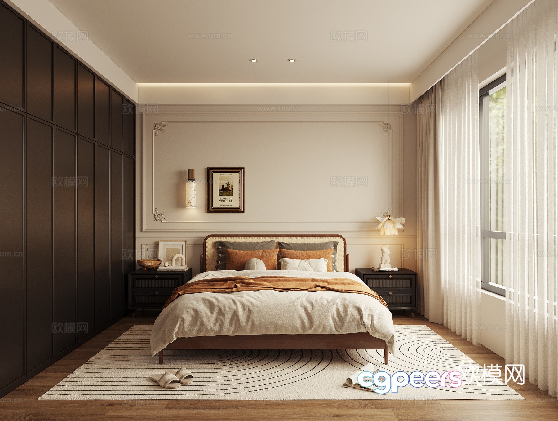 French style old-fashioned bedroom master bedroom second bedroom double bed 3D model French style old-fashioned bedroom master bedroom second bedroom double bed 3D model