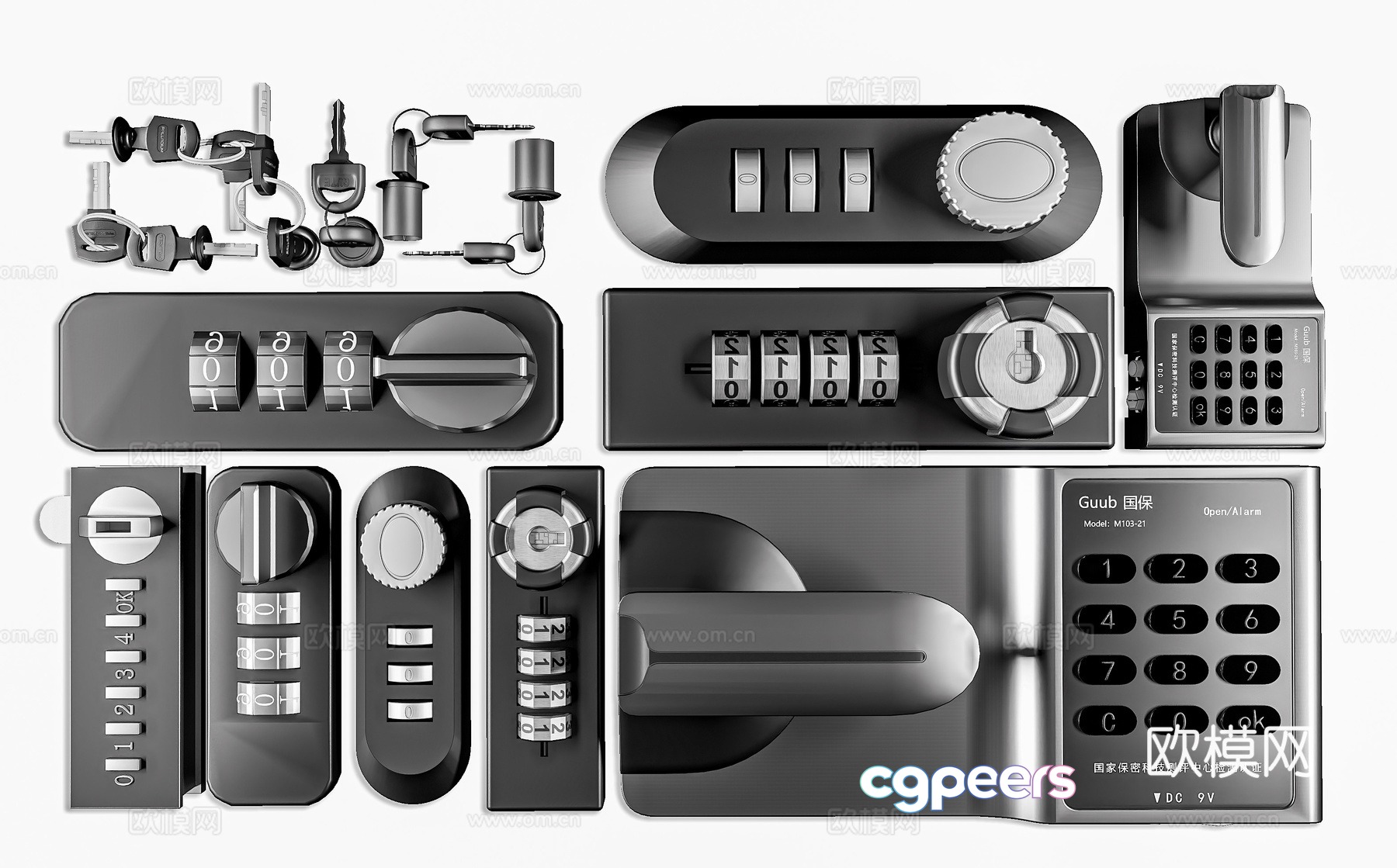 Modern password lock Password lock key Stainless steel lock Pin lock Triangle lock Hardware 3D model Modern password lock Password lock key Stainless steel lock Pin lock Triangle lock Hardware 3D model