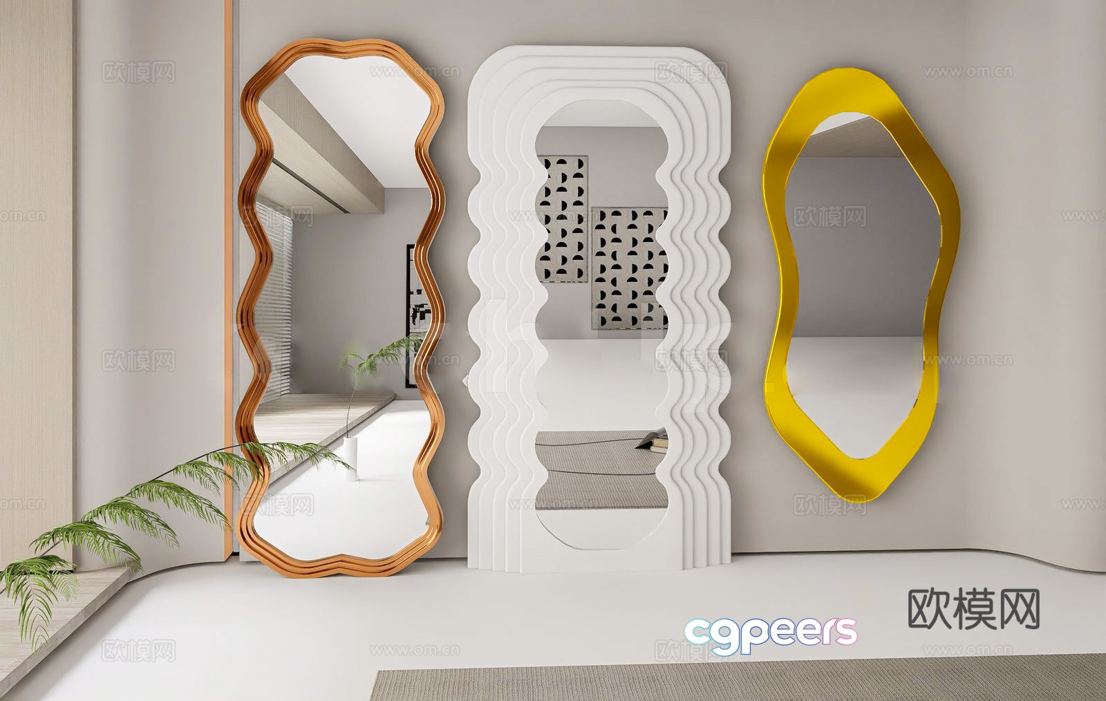 Modern floor-standing mirror full-body mirror decorative mirror irregular full-body mirror fitting mirror dressing mirror decorative 3D model Modern floor-standing mirror full-body mirror decorative mirror irregular full-body mirror fitting mirror dressing mirror decorative 3D model