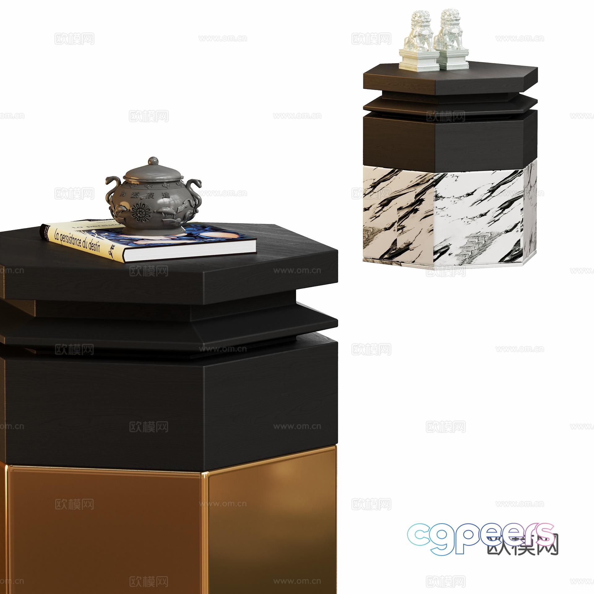 Modern stone log edge corners 3D model Modern stone log edge corners 3D model