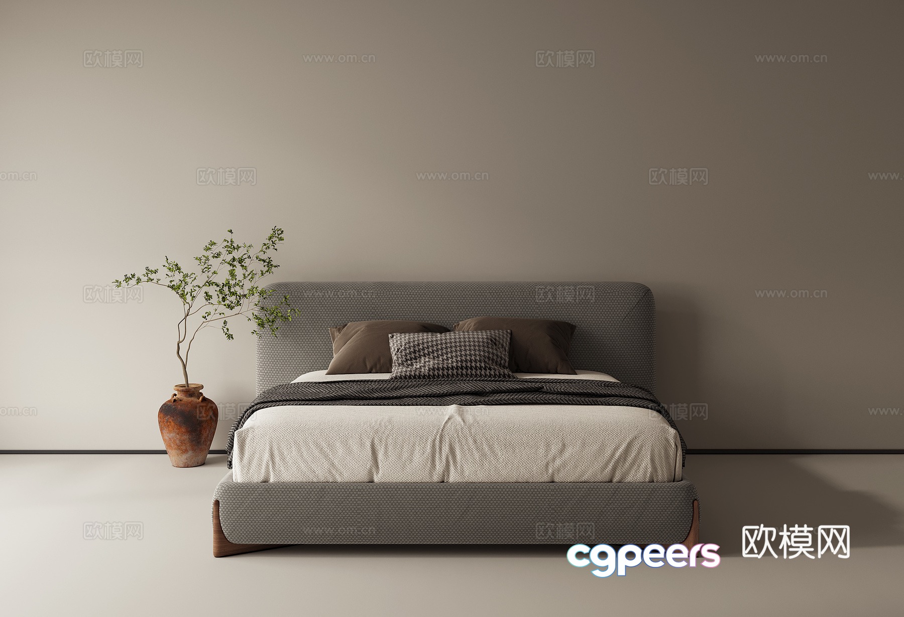 Middle-aged double bed 3d model Middle-aged double bed 3d model