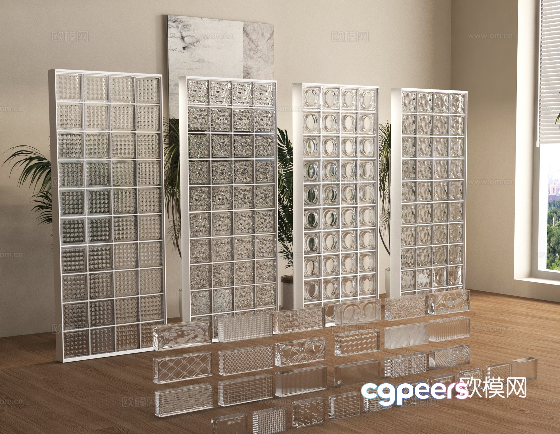 Glass screen Glass partition Glass brick 3D model Glass screen Glass partition Glass brick 3D model