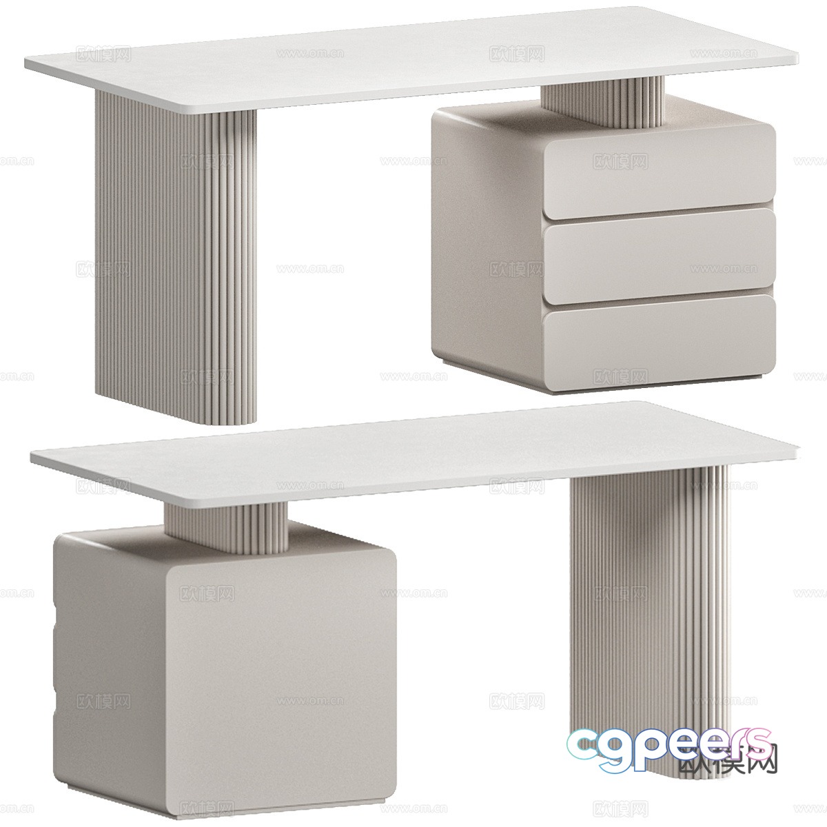 Modern Rock Plate Desk 3D Model Modern Rock Plate Desk 3D Model