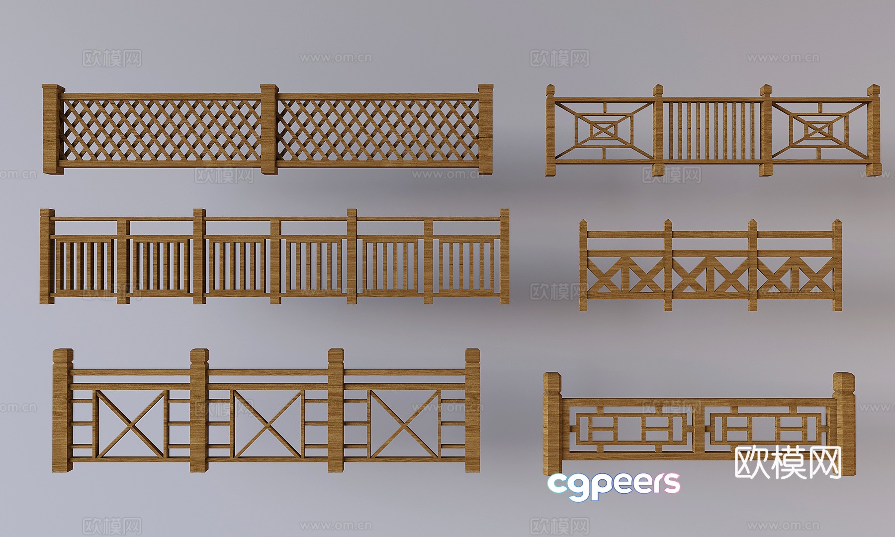 Middle-aged stair railing solid wood handrail fence hollow partition guardrail 3D model Middle-aged stair railing solid wood handrail fence hollow partition guardrail 3D model