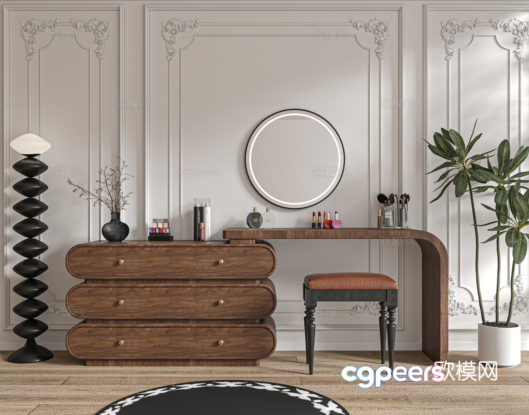 Medium style dressing table 3D model Medium style dressing table 3D model