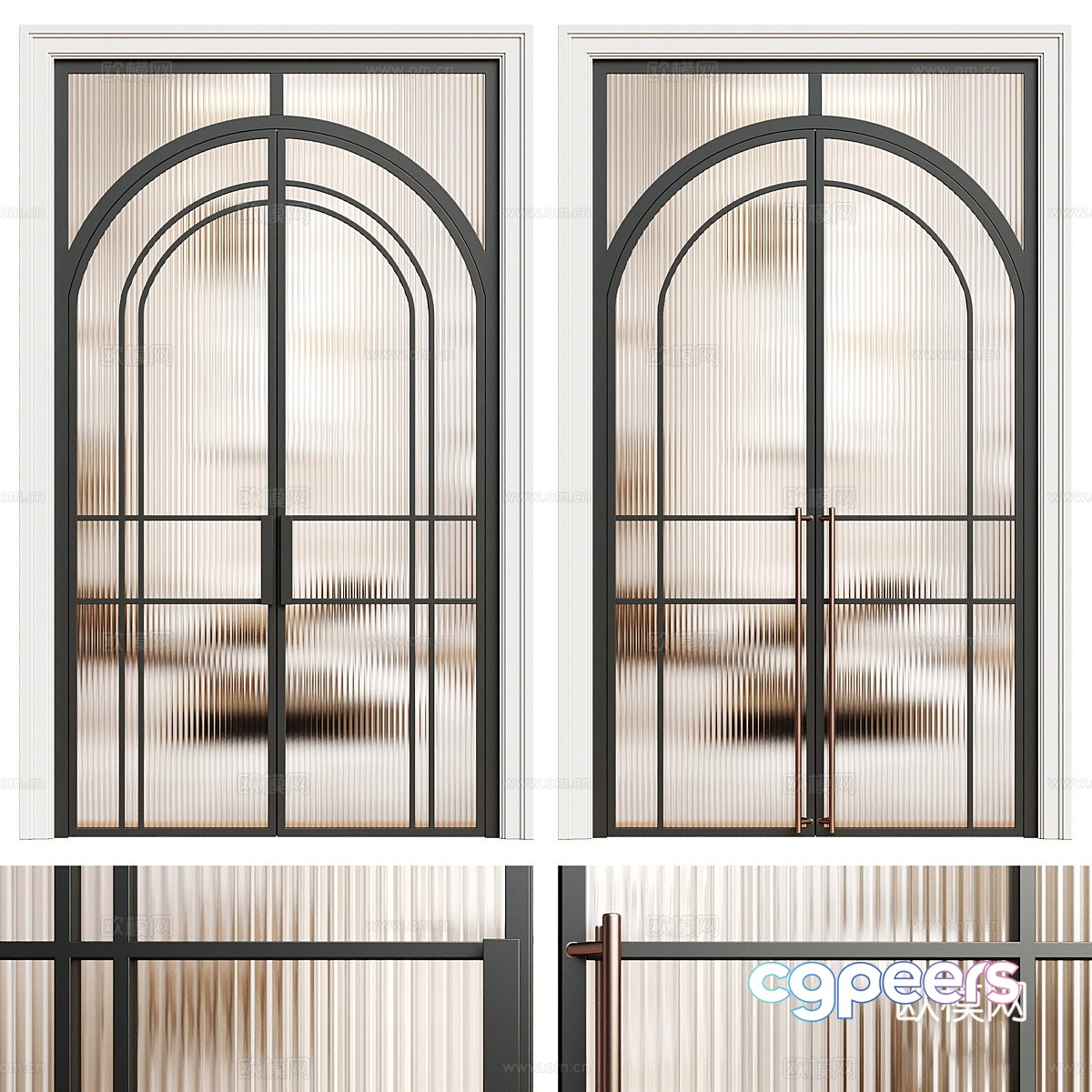 Modern light luxury minimalist glass double-opening door 3D model Modern light luxury minimalist glass double-opening door 3D model