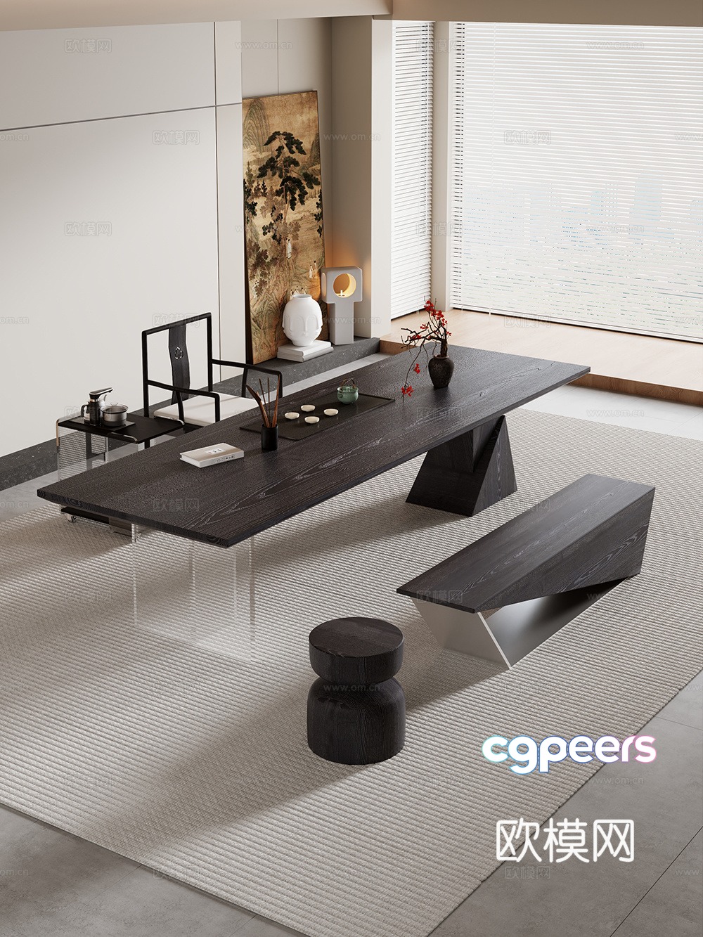 Creamy large plate table tea table and chair combination tea table tea table tea room tea table balcony tea table 3D model Creamy large plate table tea table and chair combination tea table tea table tea room tea table balcony tea table 3D model