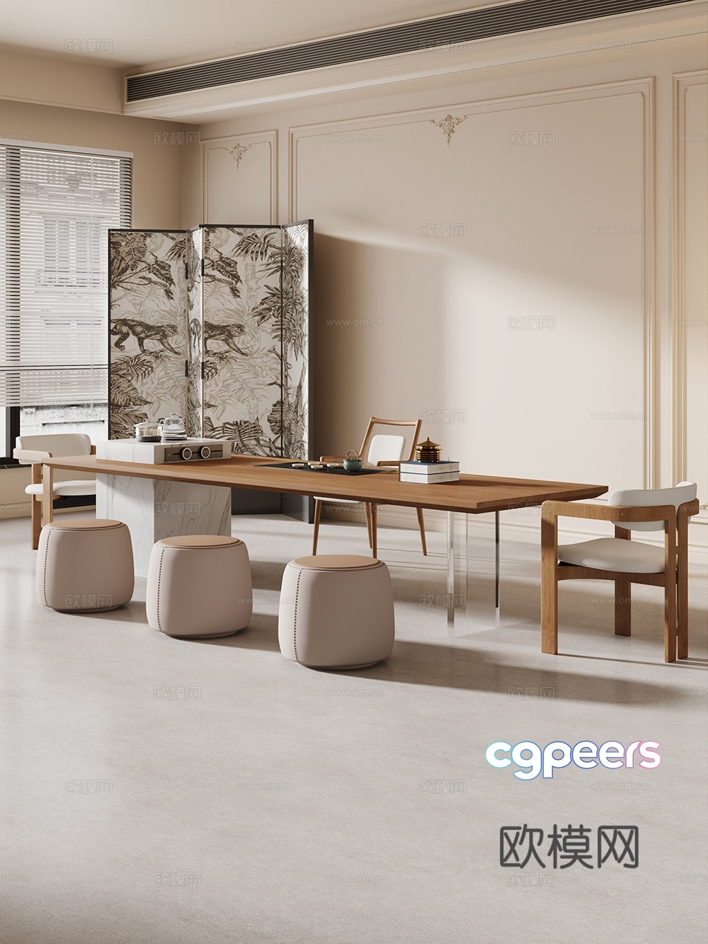 Creamy large plate table tea table and chair combination tea table tea table tea room tea table balcony tea table 3D model Creamy large plate table tea table and chair combination tea table tea table tea room tea table balcony tea table 3D model