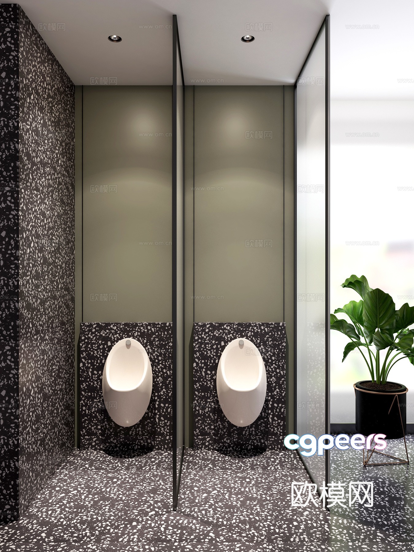 Modern public bathroom area 3d model Modern public bathroom area 3d model