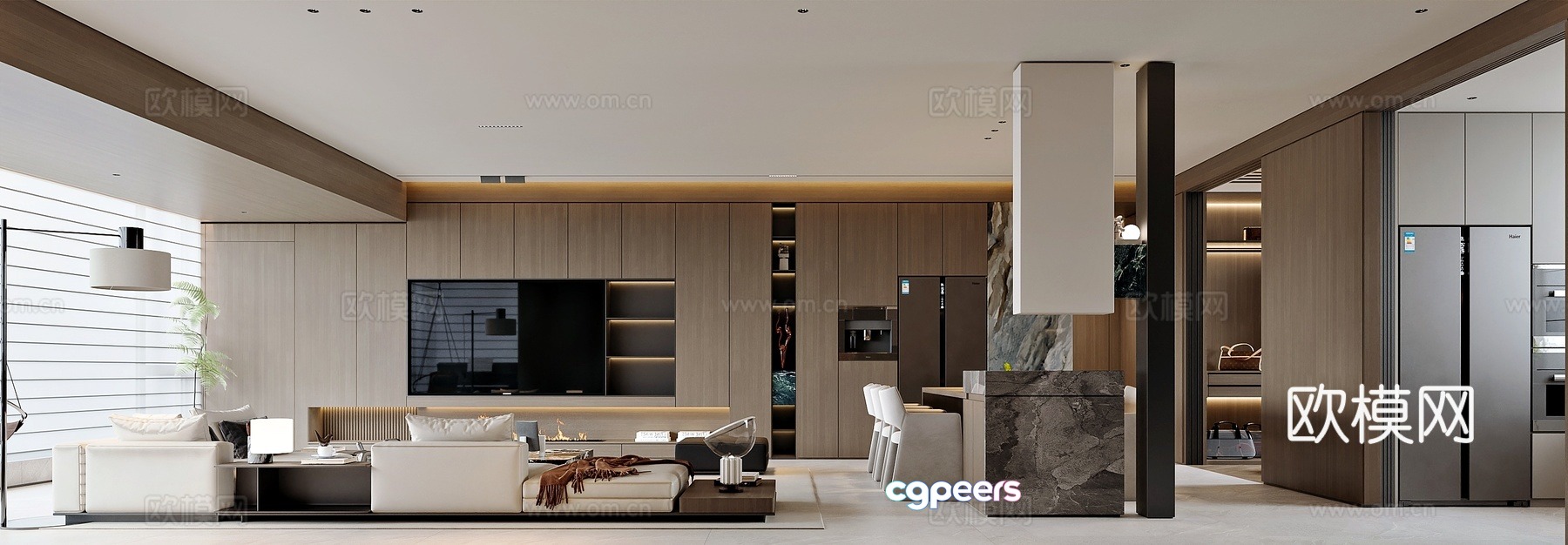 Modern style home living and dining room 3d model Modern style home living and dining room 3d model