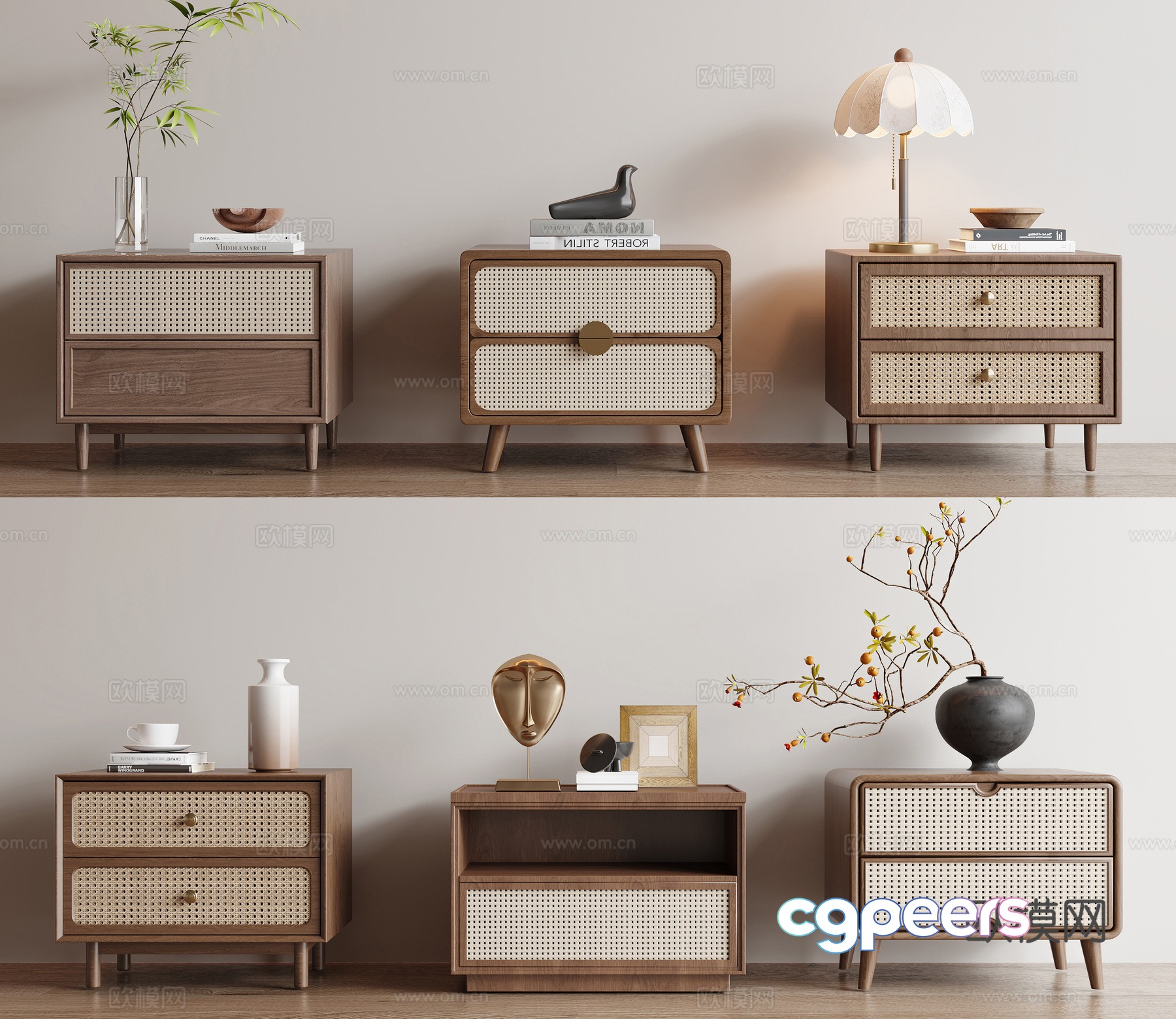 Wasabi Middle-aged Bedside Table 3D Model Wasabi Middle-aged Bedside Table 3D Model