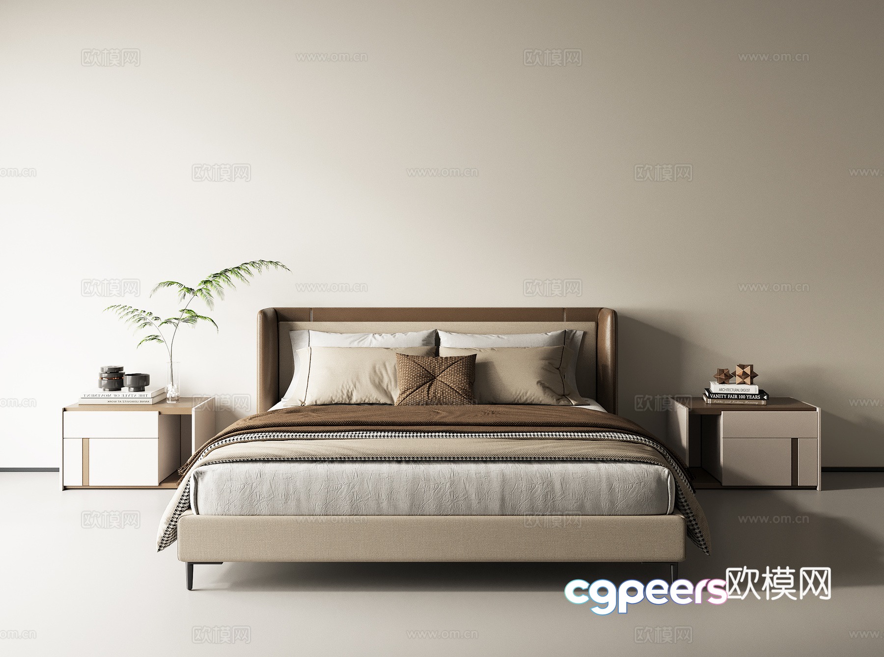 Modern double bed 3d model Modern double bed 3d model