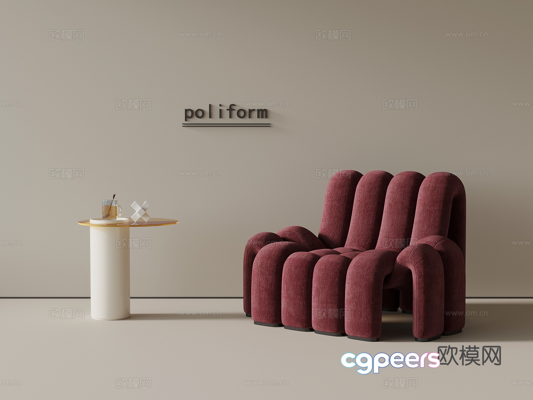 Modern single sofa casual sofa side 3D model Modern single sofa casual sofa side 3D model