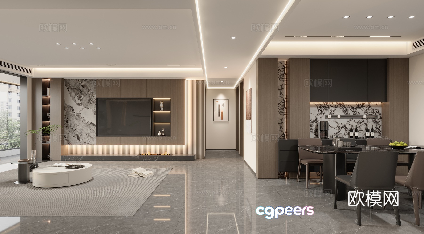 Modern Italian dining room 3d model Modern Italian dining room 3d model