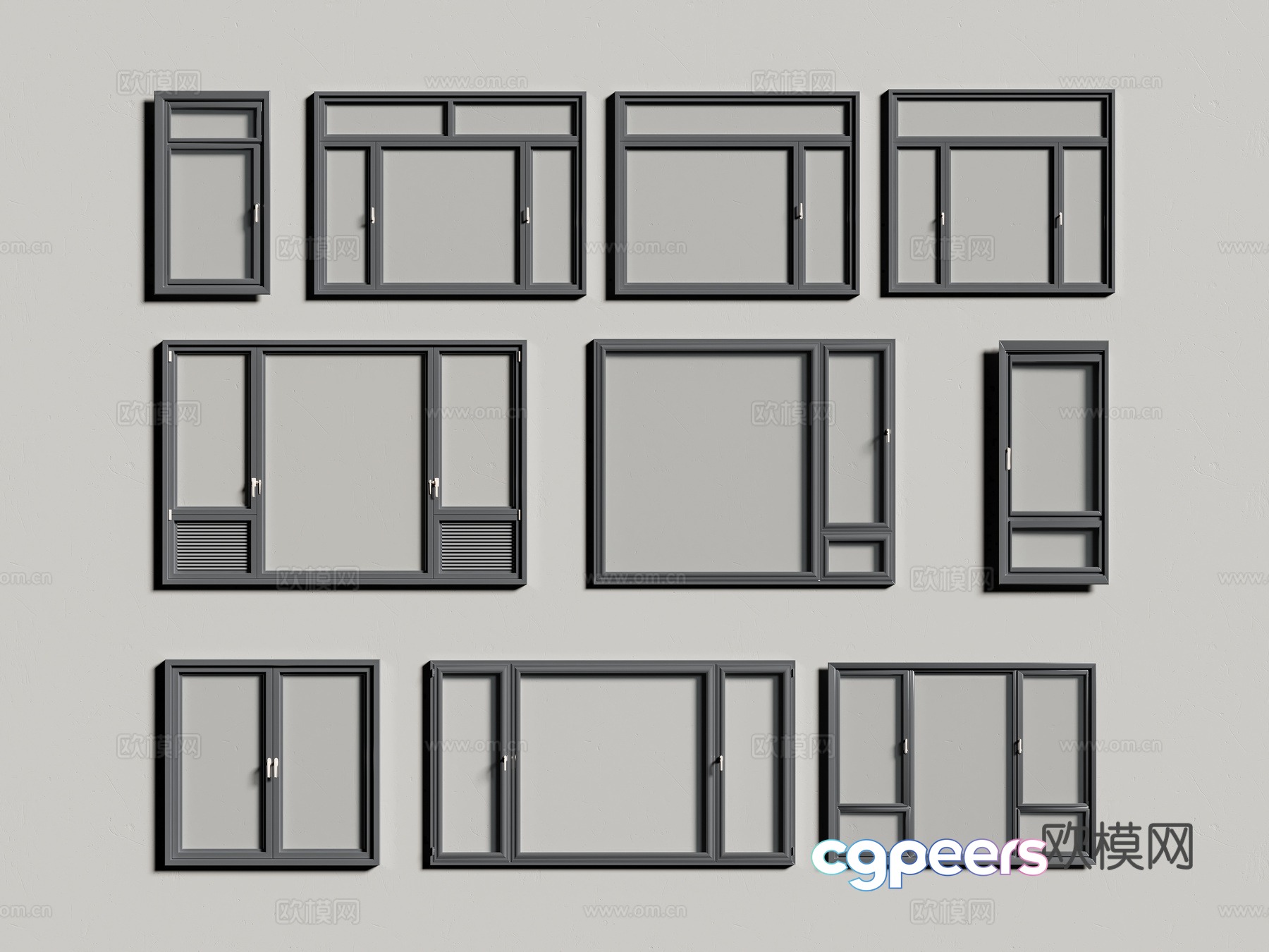 Modern windows broken bridge windows casement windows floor-to-ceiling windows aluminum alloy windows 3D model Modern windows broken bridge windows casement windows floor-to-ceiling windows aluminum alloy windows 3D model