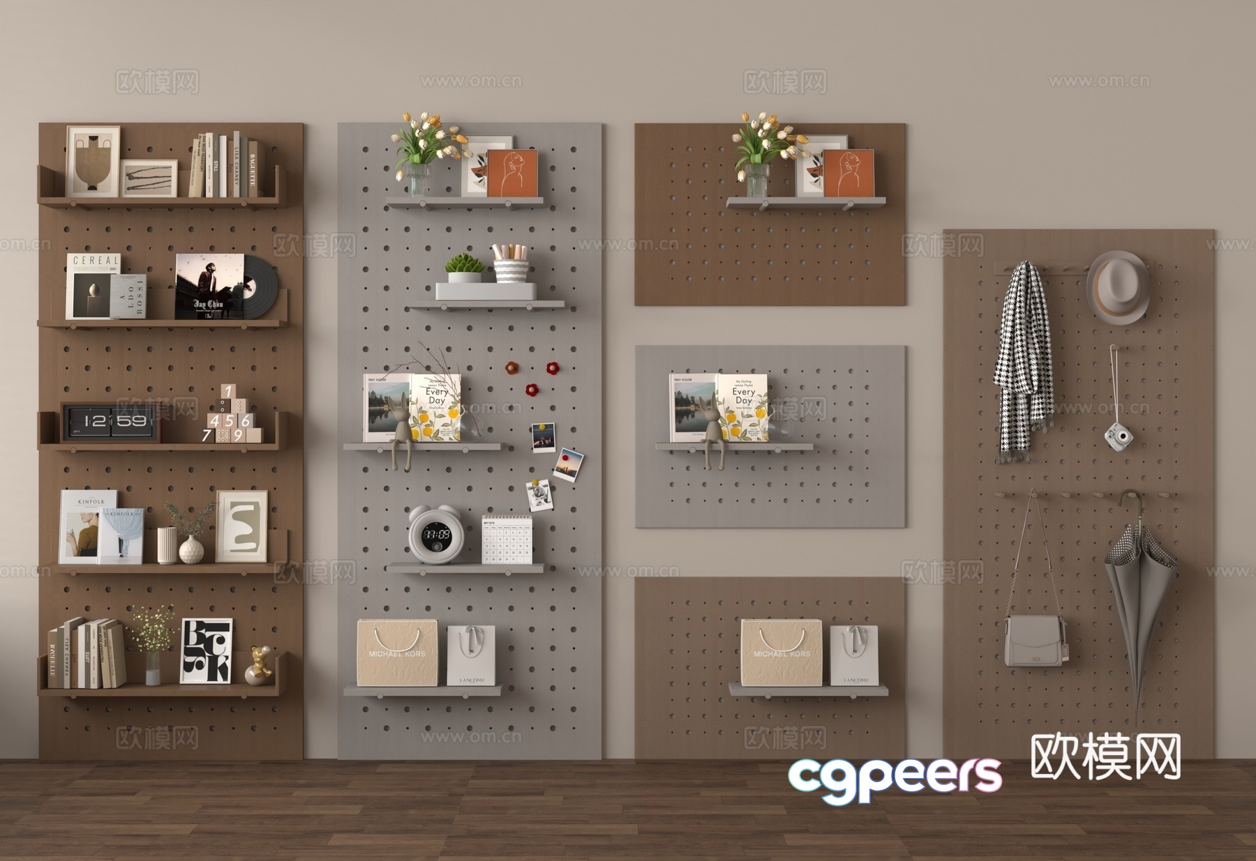 Hole board wall decorative ornaments decoration books 3d model Hole board wall decorative ornaments decoration books 3d model