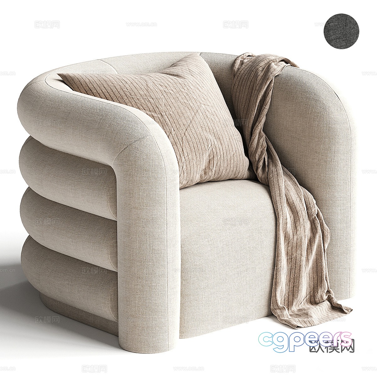 Modern Cream Style CURVES Casual Sofa 3D Model Modern Cream Style CURVES Casual Sofa 3D Model