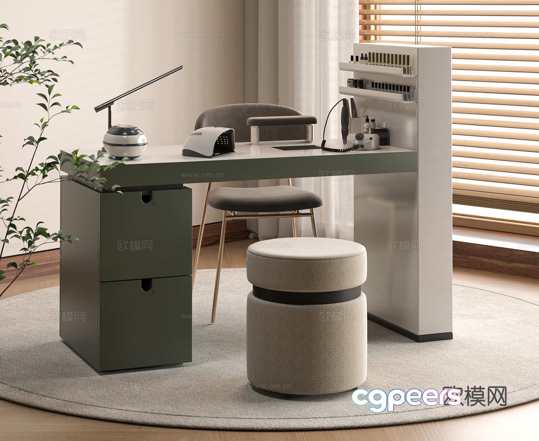 Modern manicure table and chair combination 3D model Modern manicure table and chair combination 3D model
