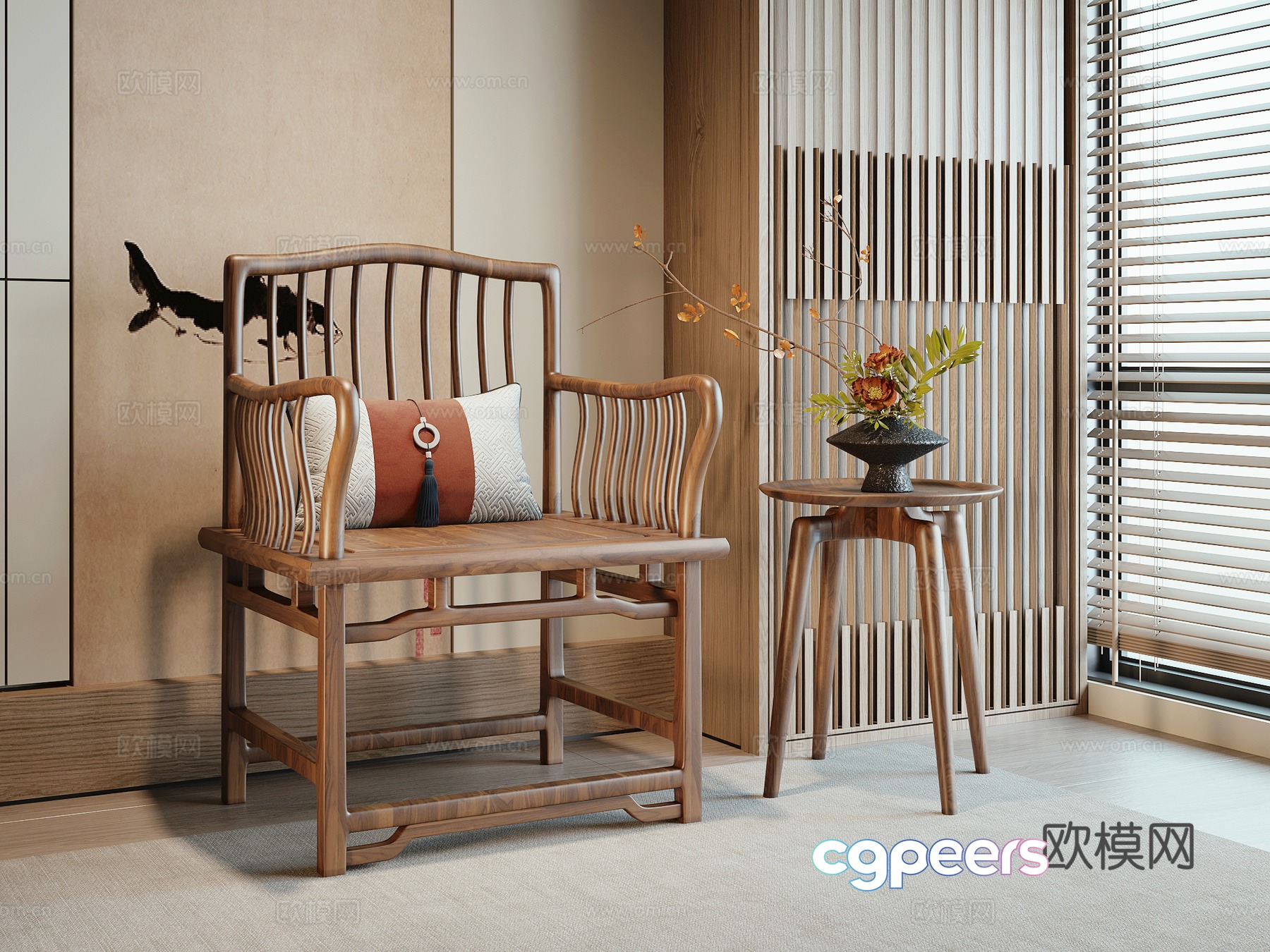 New Chinese chair 3d model New Chinese chair 3d model