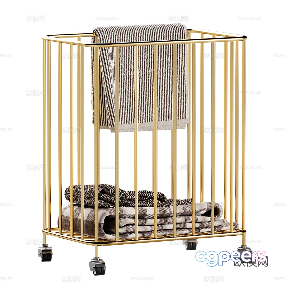 Modern light luxury stainless steel laundry basket storage basket 3D model Modern light luxury stainless steel laundry basket storage basket 3D model