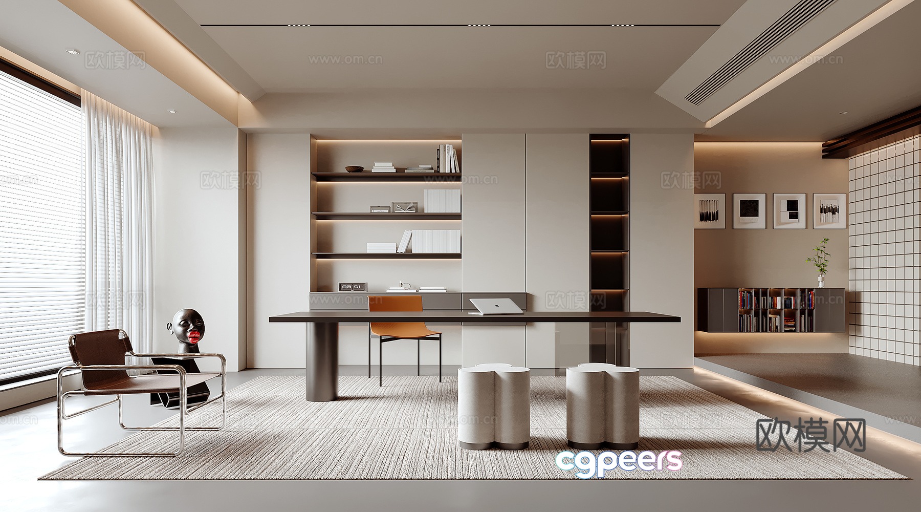 Modern study 3d model Modern study 3d model