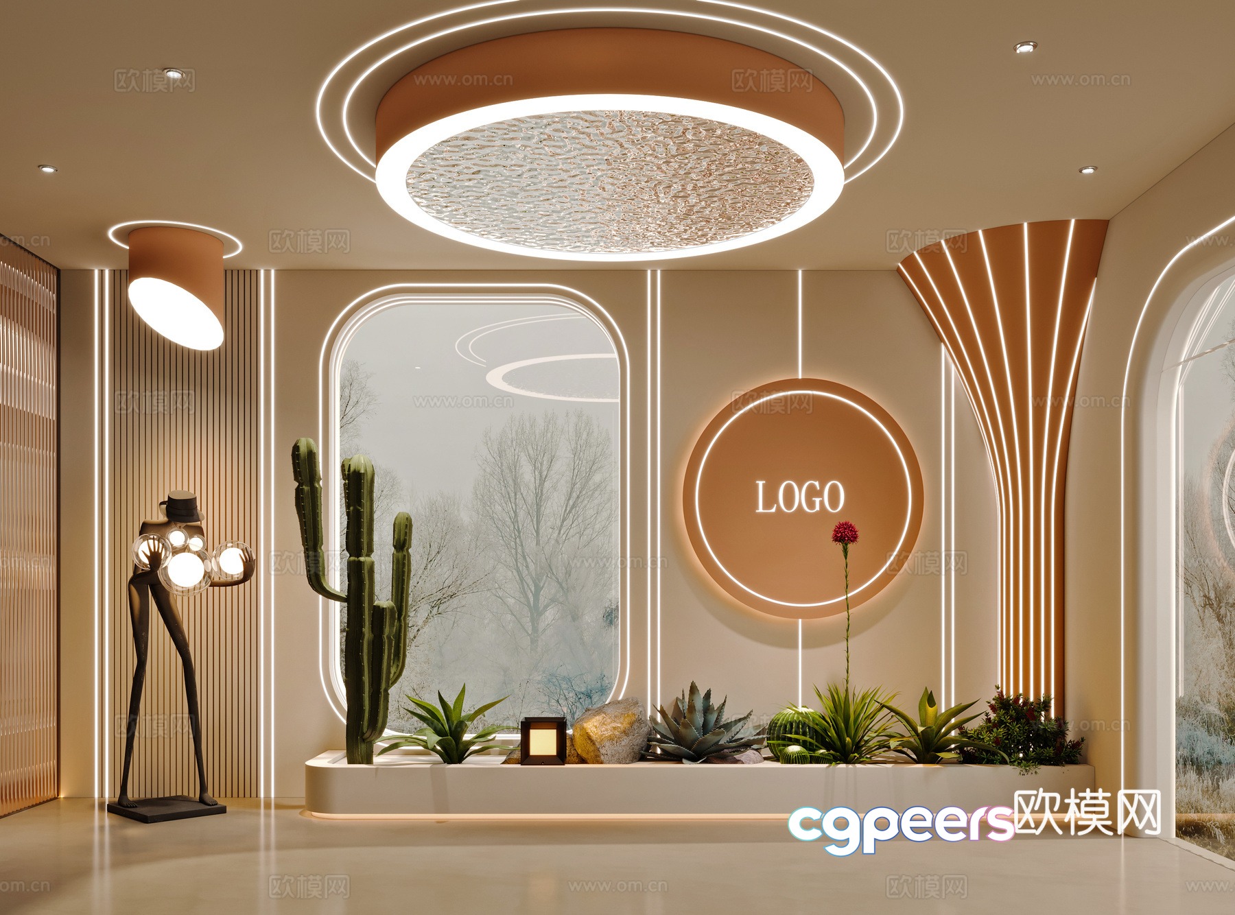 Creamy style barber shop 3d model Creamy style barber shop 3d model